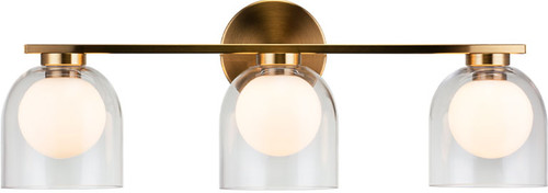 Matteo W60703AGCL Derbishone Contemporary Aged Gold Brass Halogen 3-Light Bathroom Vanity Light Fixture
