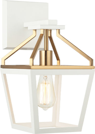 Matteo W67001WHAG Mavonshire Modern White / Aged Gold Brass Light Sconce