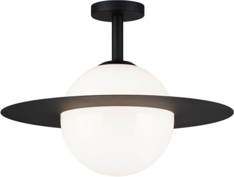 Matteo X60411BKOP Bliss Modern Black / Opal Glass 18" Flush Mount Ceiling Light Fixture