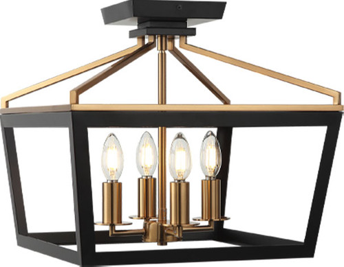 Matteo X67004BKAG Mavonshire Contemporary Black / Aged Gold Brass Overhead Lighting