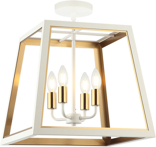 Matteo X72104WHAG Rosalie Contemporary White / Aged Gold Brass Ceiling Light Fixture