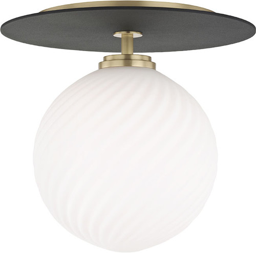 Mitzi H200501L-AGB-BK Ellis Modern Aged Brass / Black LED 10" Overhead Light Fixture