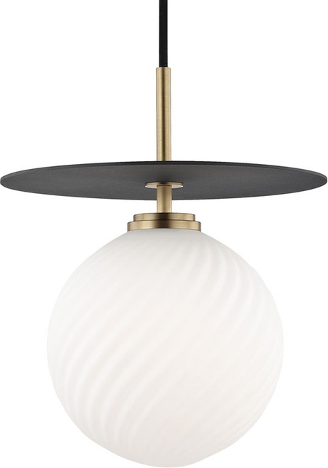 Mitzi H200701L-AGB-BK Ellis Modern Aged Brass / Black LED 10" Mini Hanging Lamp
