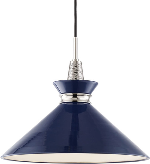Mitzi H251701L-PN-NVY Kiki Modern Polished Nickel / Navy 18" Ceiling Pendant Light