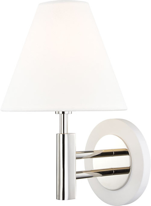 Mitzi H264101-PN-WH Robbie Contemporary Polished Nickel / White Lighting Wall Sconce