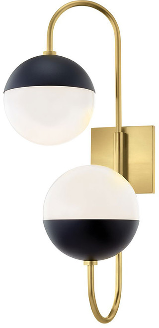 Mitzi H344102B-AGB-BK Renee Contemporary Aged Brass  /  Black Wall Sconce Lighting