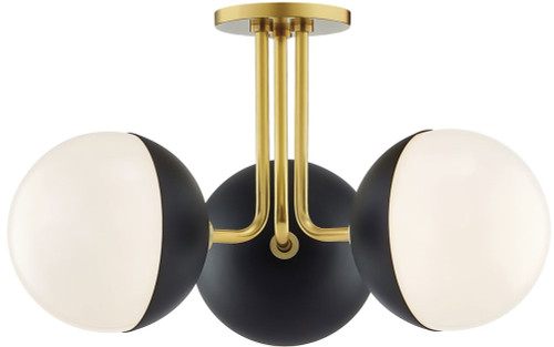 Mitzi H344603-AGB-BK Renee Contemporary Aged Brass  /  Black Flush Ceiling Light Fixture
