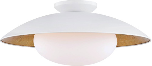 Mitzi H368601L-WH-GL Cadence Modern White/Gold Leaf 21" Flush Mount Lighting Fixture