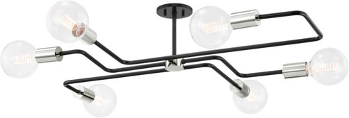 Mitzi H488606S-PN/TBK Jena Contemporary Polished Nickel and Textured Black Combo 40" Flush Mount Lighting Fixture