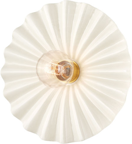 Mitzi H499101-AGB/CCR Tinsley Contemporary Aged Brass and Ceramic Gloss Cream Home Ceiling Lighting
