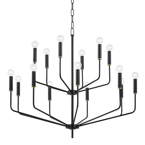 Mitzi H516815-AGB/SBK Bailey Contemporary Aged Brass and Soft Black 36" Chandelier Light