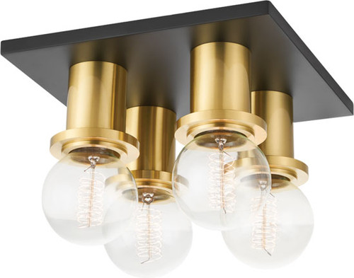 Mitzi H526504-AGB/SBK Brandi Contemporary Aged Brass and Soft Black Flush Mount Lighting Fixture