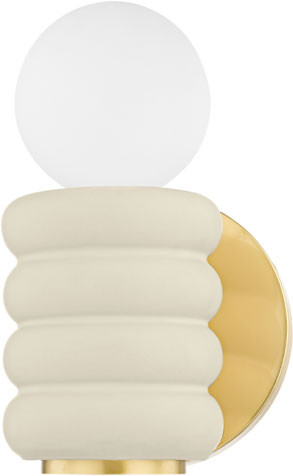Mitzi H691101-AGB/CAI Bibi Contemporary Aged Brass / Ceramic Antique Ivory Lighting Wall Sconce