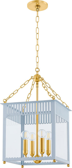 Mitzi H932704L-AGB/SAO Rosalie Modern Aged Brass / Soft Arctic Blue Foyer Lighting