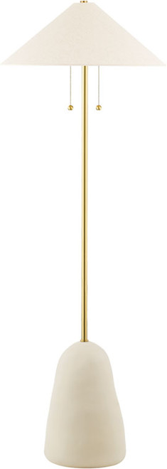 Mitzi HL692401-AGB/CBG Maia Aged Brass / Ceramic Textured Beige Floor Light