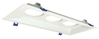 Nora NM2-MLS3MPW Modern Recessed Light Fixture Matte Powder White MLS 3-Lamp Plate for 2" M2 Mini Recessed Series