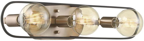 Nuvo 60/6653 Chassis Contemporary Copper Brushed Brass / Matte Black 3-Light Bathroom Wall Light Fixture
