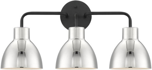 Nuvo 60/6773 Sloan Contemporary Matte Black / Polished Nickel 3-Light Bathroom Light Fixture