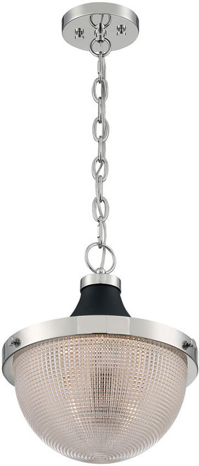Nuvo 60-7070 Faro Modern Polished Nickel and Black Mini 12" Hanging Pendant Lighting