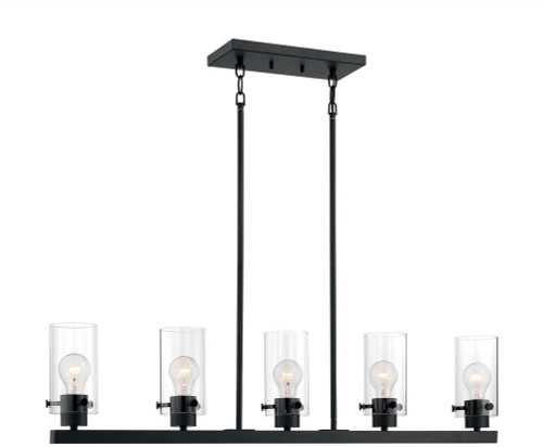 Nuvo 60/7276 Sommerset Modern Matte Black Kitchen Island Light