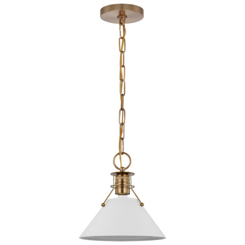 Nuvo 60/7526 Outpost Modern Matte White and Burnished Brass 16.5" Ceiling Light Pendant