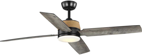 Progress P250097-31M-30 Shaffer II Modern Matte Black LED 56" Home Ceiling Fan
