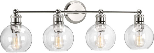 Progress P300052-104 Hansford Modern Polished Nickel 4-Light Bathroom Wall Light Fixture
