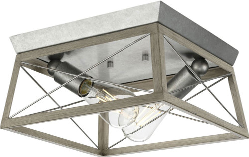 Progress Lighting P350039-141 Briarwood Modern Galvanized Flush Ceiling Light Fixture