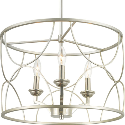 Progress Lighting P400177-134 Landree Modern Silver Ridge 18" Pendant Light