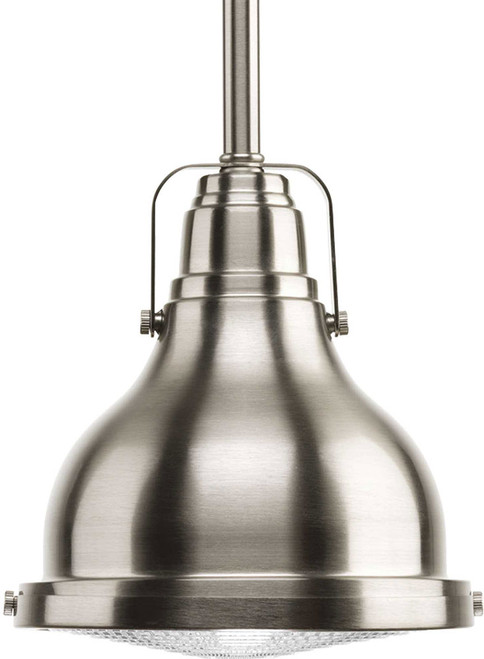 Progress P5050-0930K9 Fresnel Lens Pendant Vintage Brushed Nickel LED Drum Pendant Light Fixture