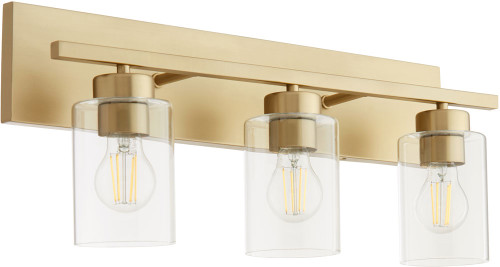 Quorum 5012-3-80 Carter Modern Aged Brass 3-Light Vanity Light