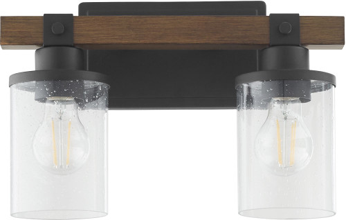 Quorum 5089-2-69 Walnut Accent Series Modern Textured Black Walnut 2-Light Bathroom Vanity Light