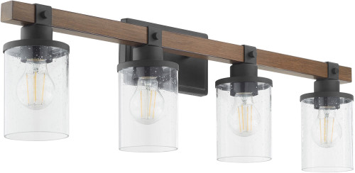 Quorum 5089-4-69 Walnut Accent Series Contemporary Textured Black Walnut 4-Light Vanity Light Fixture