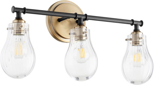 Quorum 511-3-69 Contemporary Noir with Aged Brass Lighting For Bathroom