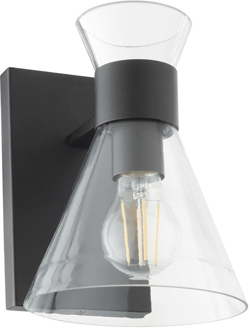 Quorum 5119-1-259 Beldar Modern Matte Black w/ Clear Glass Wall Light Fixture