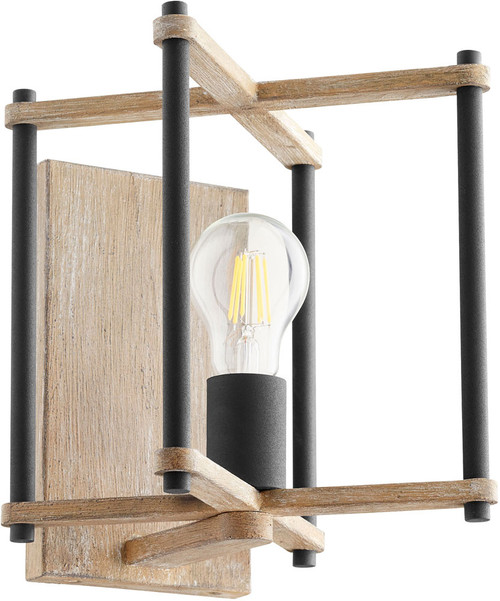Quorum 5134-1-69 Silva Modern Noir with Weathered Oak Sconce Lighting