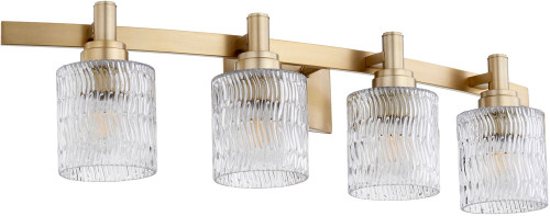 Quorum 5184-4-80 Stadium Contemporary Aged Brass 4-Light Vanity Lighting