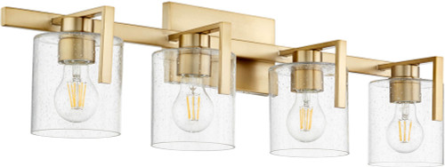 Quorum 5190-4-80 Modern Aged Brass 4-Light Bath Lighting Fixture