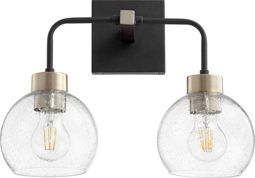 Quorum 532-2-6980 Lacy Contemporary Noir w/ Aged Brass 2-Light Bathroom Vanity Light Fixture