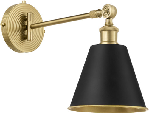Quorum 5320-1-5980 Bailey Contemporary Matte Black / Aged Brass Wall Swing Arm Lamp