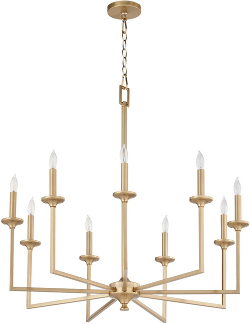 Quorum 6005-9-80 Eldorado Contemporary Aged Brass Ceiling Chandelier