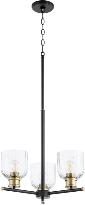 Quorum 610-3-6980 Monarch Noir with Aged Brass Mini Chandelier Lamp