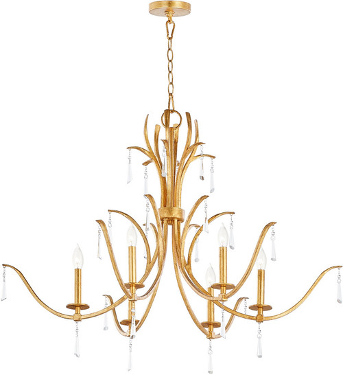 Quorum 620-6-74 Majesty Contemporary Gold Leaf Chandelier Lamp