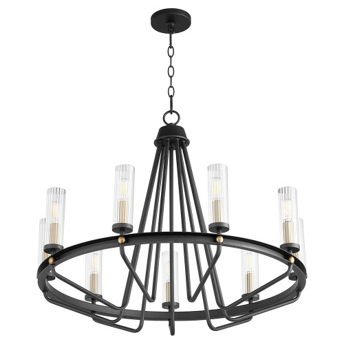 Quorum 629-9-6980 Empire Modern Noir and Aged Brass 30" Chandelier Lamp