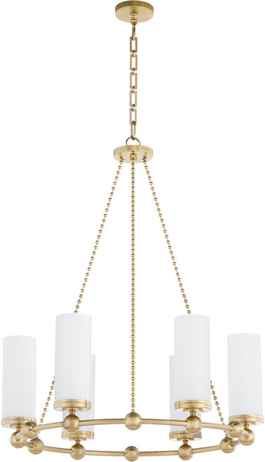 Quorum 667-6-80 Lee Boulevard Contemporary Aged Brass Chandelier Light