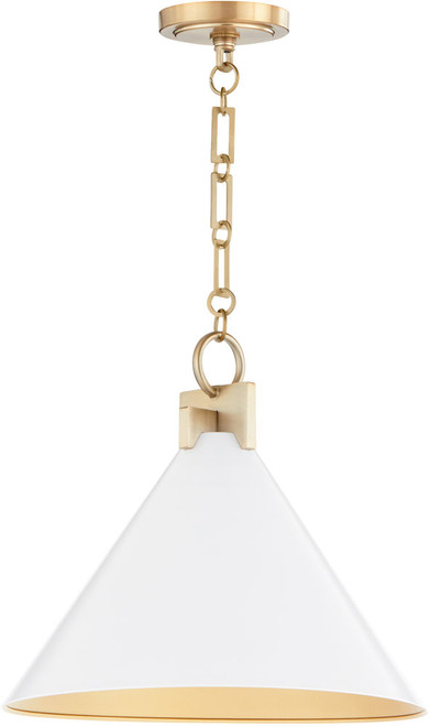 Quorum 68-16-0880 Jackson Contemporary Studio White w/ Aged Brass Drop Ceiling Light Fixture