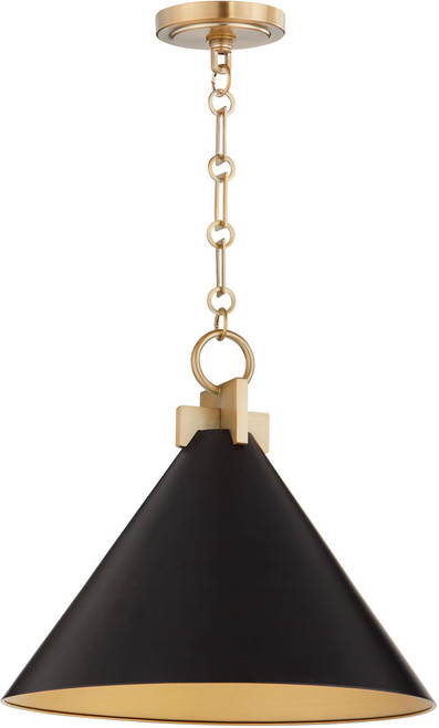 Quorum 68-16-5980 Jackson Contemporary Matte Black w/ Aged Brass Drop Lighting Fixture