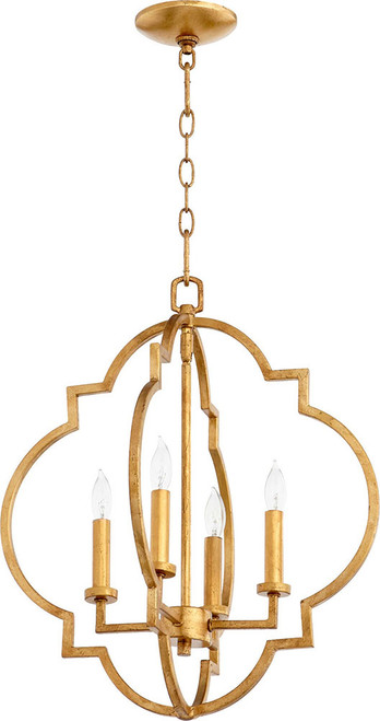 Quorum 6842-4-74 Dublin Modern Gold Leaf 18" Drop Ceiling Light Fixture