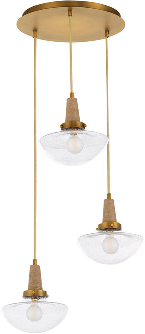 Quorum 692-3-47 Stockport Contemporary Brushed Brass Multi Drop Lighting