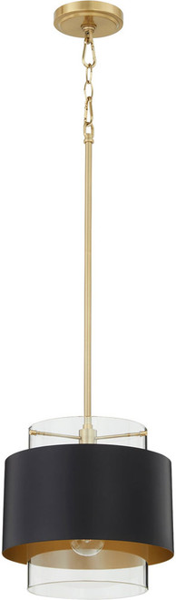 Quorum 8012-5980 Contemporary Matte Black / Aged Brass Mini Ceiling Pendant Light